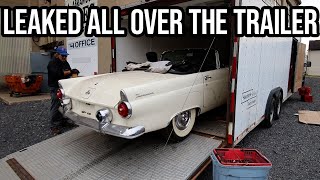 Unloading A '55 Thunderbird and a Trailer Load of Packard Parts