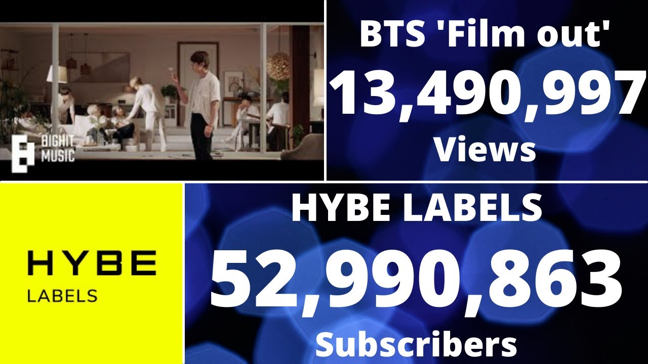 BTS ‘Film out’ live view count/HYBE LABELS live sub count