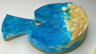 ocean cheesecake recipe | no bake no egg | blueberry jelly cheesecake