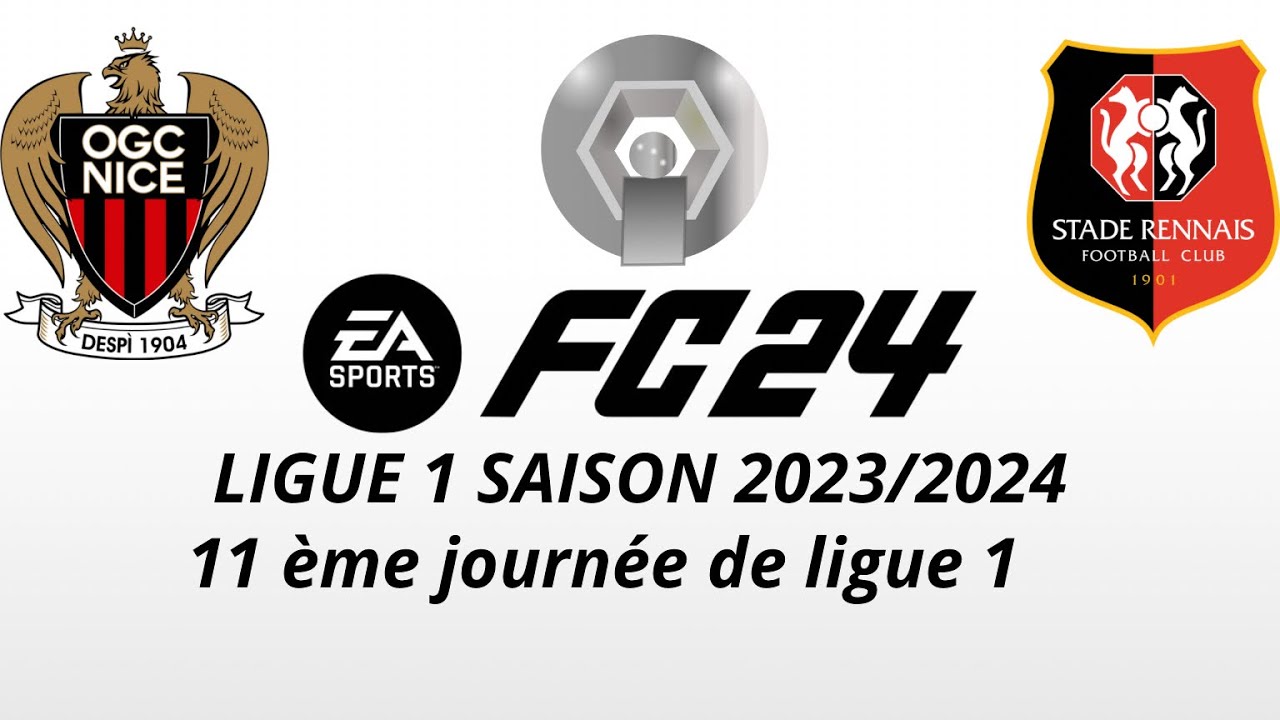 Nice Vs Rennes Logo Nice vs Rennes 11ème journée de ligue 1 2023/2024 FC24 - YouTube