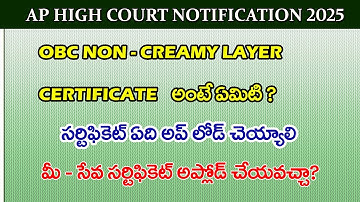 AP HIGH COURT NON CREAMY LAYER CERTIFICATE 2025 | OB NON CREAMY LAYER | AP HIGH COURT NOTIFICATION