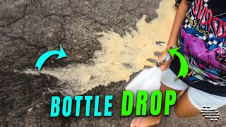 Clumsy Youngman Drops a Bottle Causing a Girl to Laugh Hard