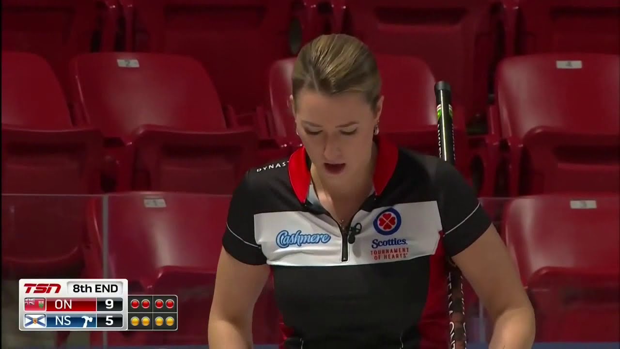 #stoh2020 Emma Miskew (ON)'s drag effect double takeout vs Arsenault (NS)
