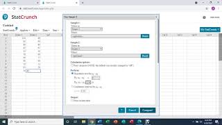 Two-sample T-test using StatCrunch.