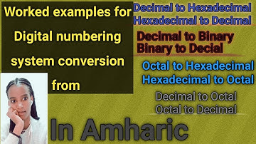 Binary, Decimal, Octal, Hexadecimal Conversion with example in Amharic