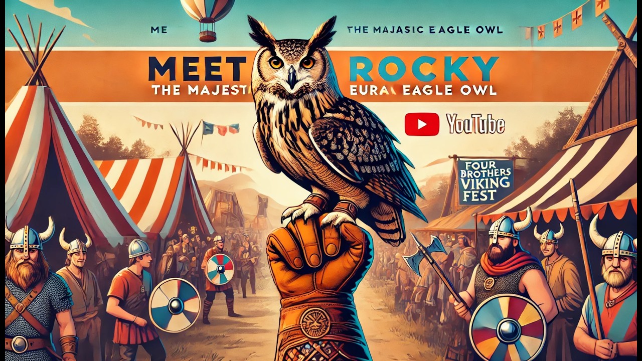 Rocky the Eurasian Eagle Owl at Four Brothers Viking Fest 