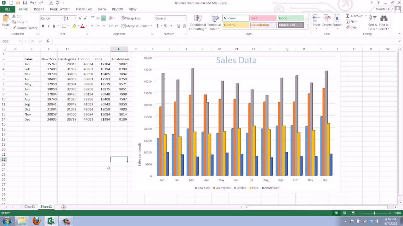 Chart Title Excel 2013