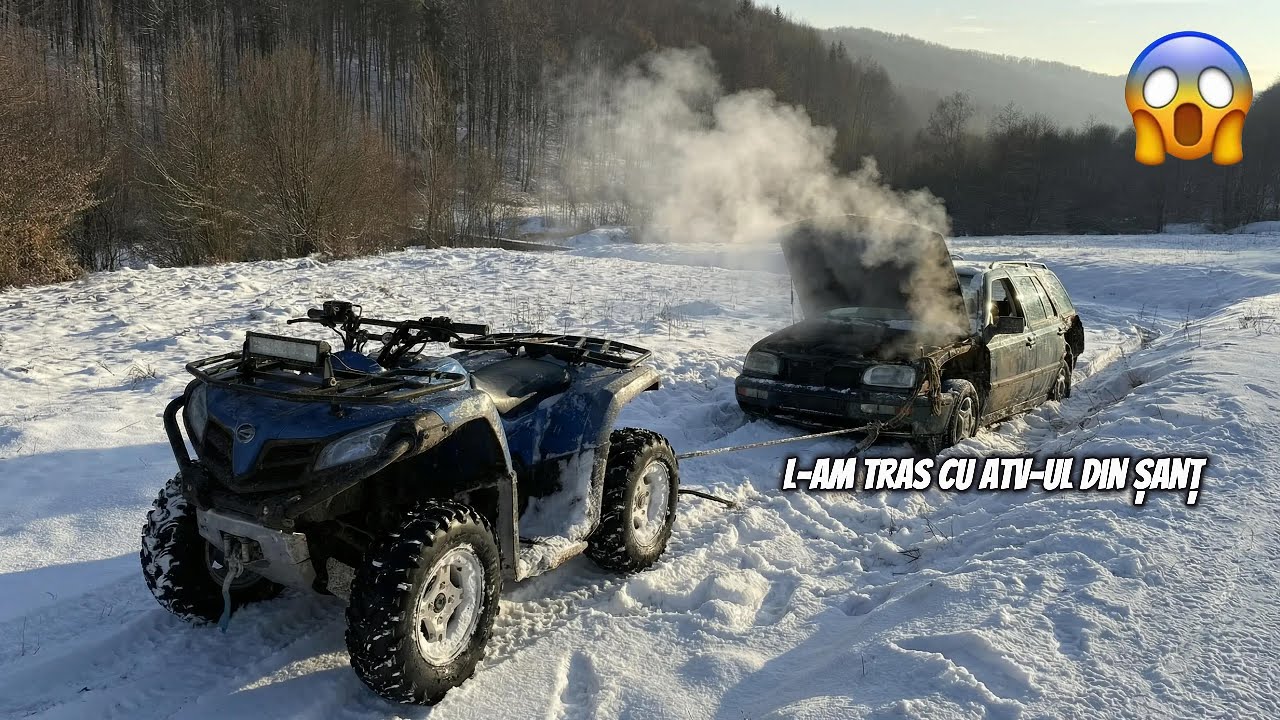 Distracție maximă în zăpadă ❄️: drifturi + tractare cu ATV-ul 😱
