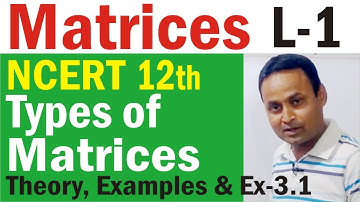 Matrices Class 12 Maths Chapter-3 L-1 | Theory and Examples with Problems of Ex 3.1
