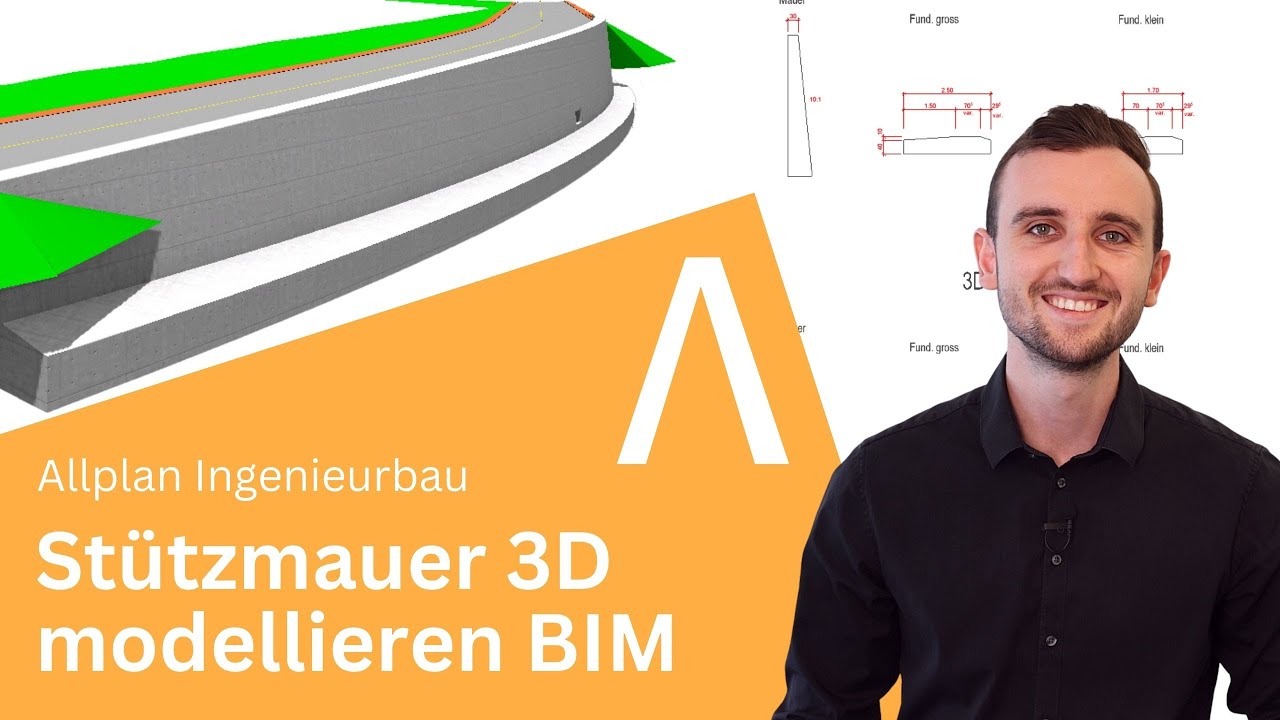 Schulung: Allplan Ingenieurbau Stützmauer 3D modellieren BIM - YouTube