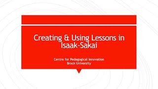Adding and using Lessons tool in Sakai video