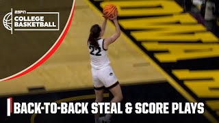 Caitlin Clark steals it on BACK-TO-BACK possessions for easy baskets | NCAA Tournament