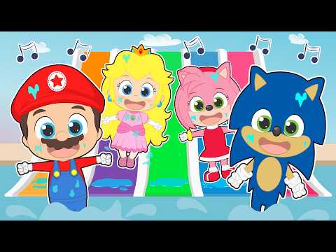 CINCO BEBÉS 🍄🌀 Con Mario, Sonic y sus Amigos 🎶 Canciones infantiles