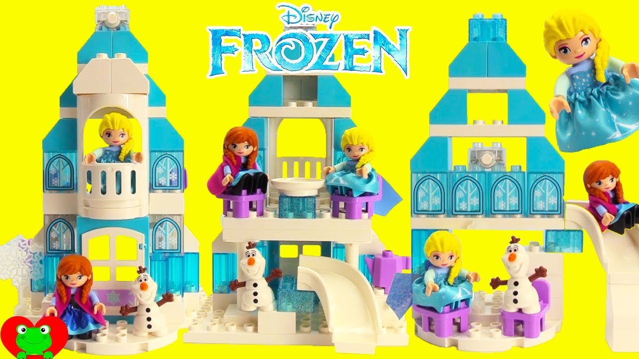 Genie Builds Frozen Ice Castle Lego Duplo 10899 With Anna and Elsa - YouTube