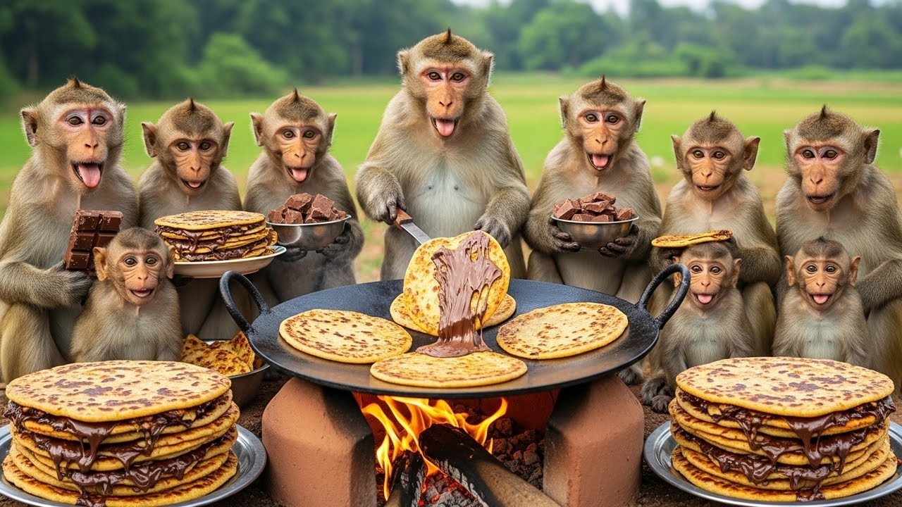 😳 Jungle Mein Monkeys Ne Banaya Chocolate Paratha 🍫🐒🔥 | Cooking Story