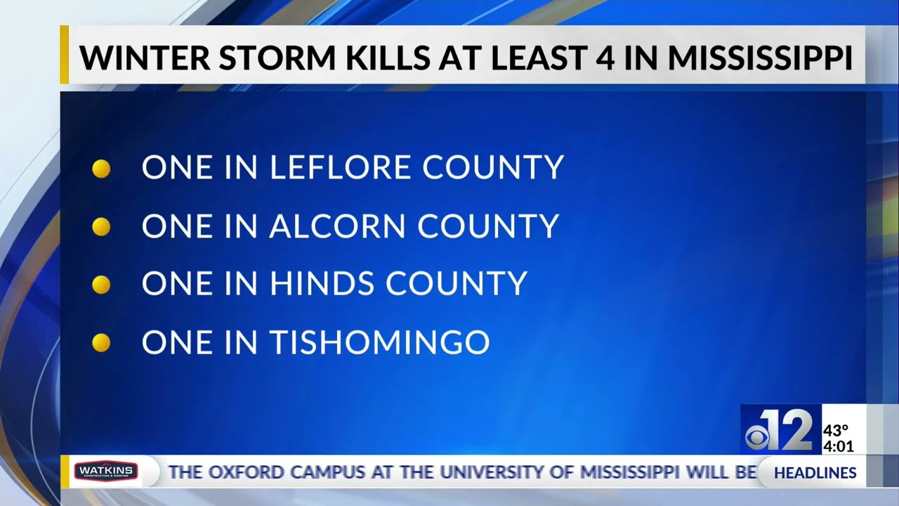 4th death reported in Mississippi due to severe winter weather