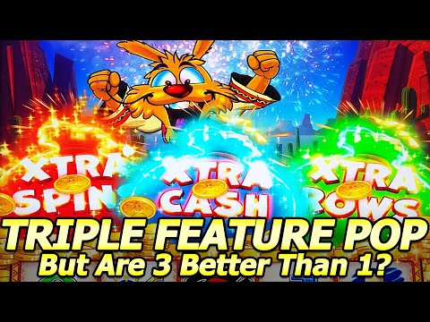 TRIPLE FEATURE Popped! NEW Louie's Gold Xtra Cash slot machine at Resorts World in Las Vegas!!!