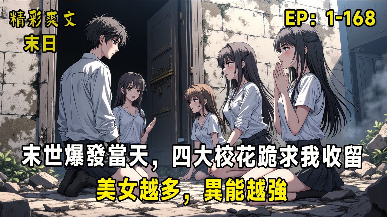 末世爆發當天，四大校花跪求我收留！系統提示：多子多福，美女越多，異能越強！」喪屍撕碎城市那天，曾對他愛答不理的高冷班花，顫抖著跪在門口哀求：「讓我進去……我什麼都願意！」誰知他剛打開門，腦中轟然響起