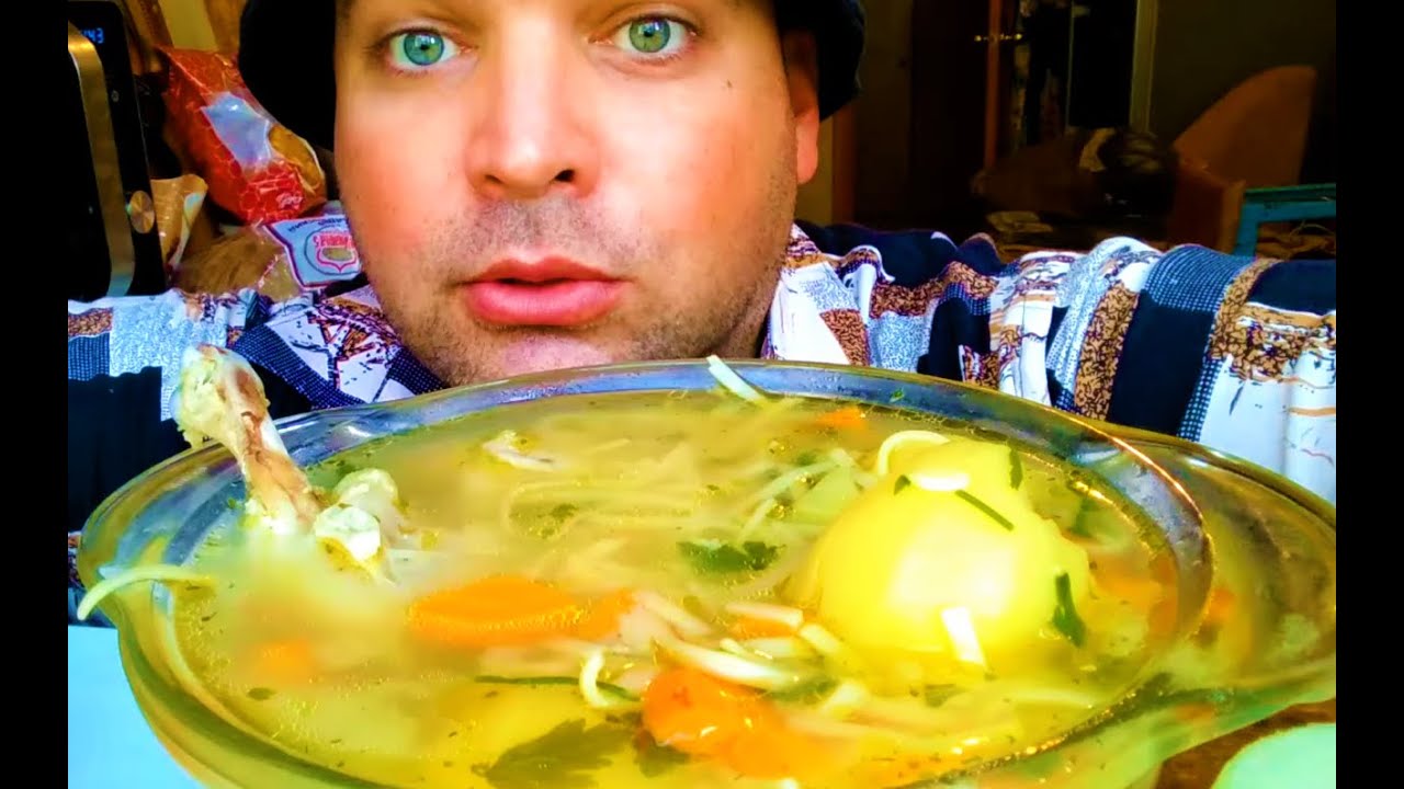 МУКБАНГ КУРИНЫЙ СУП С ЛАПШОЙ | MUKBANG CHICKEN SOUP WITH NOODLES