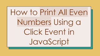 Celebrity How to Print All Even Numbers Using a Click Event in JavaScript Net Worth
