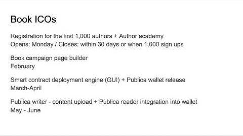 Publica - Roadmap update for 16th of Jan