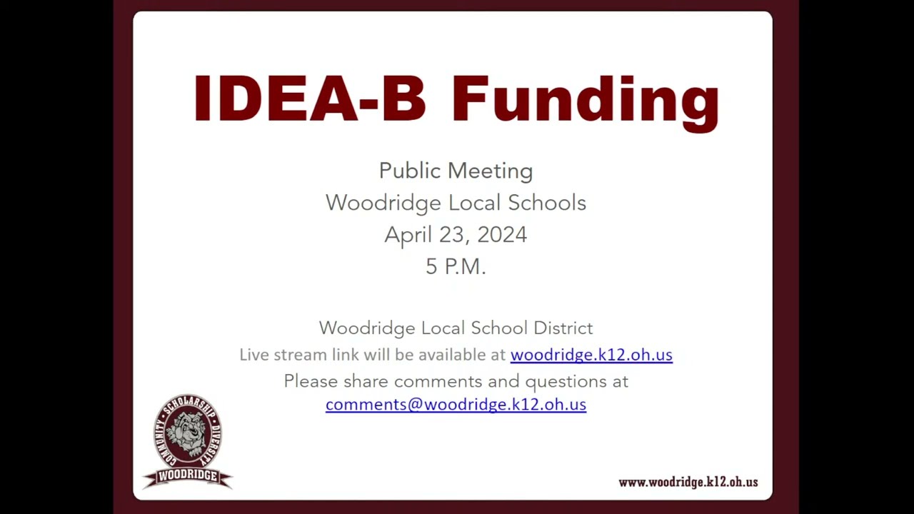 Woodridge Local Schools IDEA-B Funding Meeting 4.23.24 @5pm