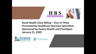 Medicare Billing for Independent and Provider based RHCs Session 1