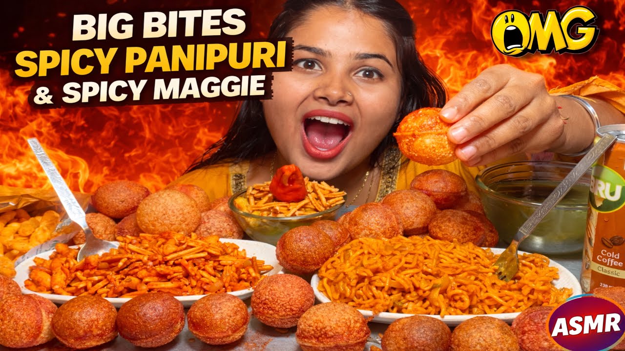Big Bites Spicy Panipuri & Spicy Maggie | Extreme Street Food Challenge | ASMR Eating