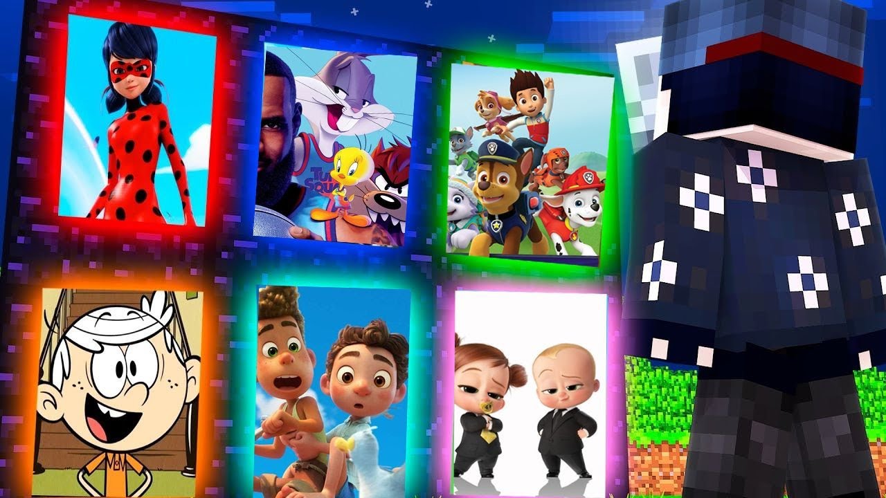 J'AI TROUVÉ LES PORTAILS SECRETS DES DESSINS ANIMÉS MINECRAFT ! Pat Patrouille, Luca, Space Jam, etc