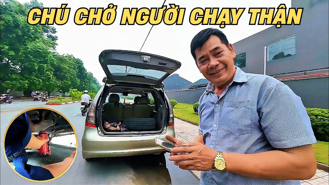 Ô tô bể bánh trên đường đón người đi chạy thận từ thiện, tiếp sức nhanh cho chú kịp giờ