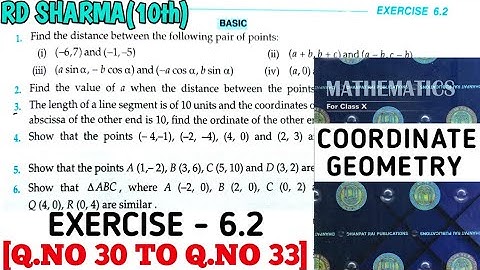 RD SHARMA CLASS 10 COORDINATE GEOMETRY EXERCISE -6.2[Q.NO 30 TO 33] MATH FEAR | CHAPTER 6 | CBSE