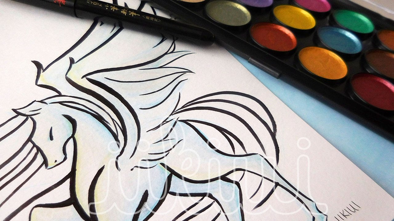 Mythology Series (#3): Pegasus - Watercolor Speedpaint ♡ iiKiui