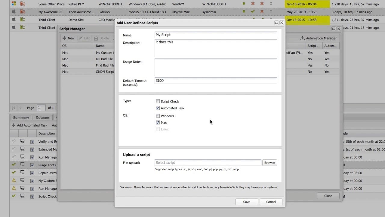 RMM Agent 3.0 for Mac - Script manager