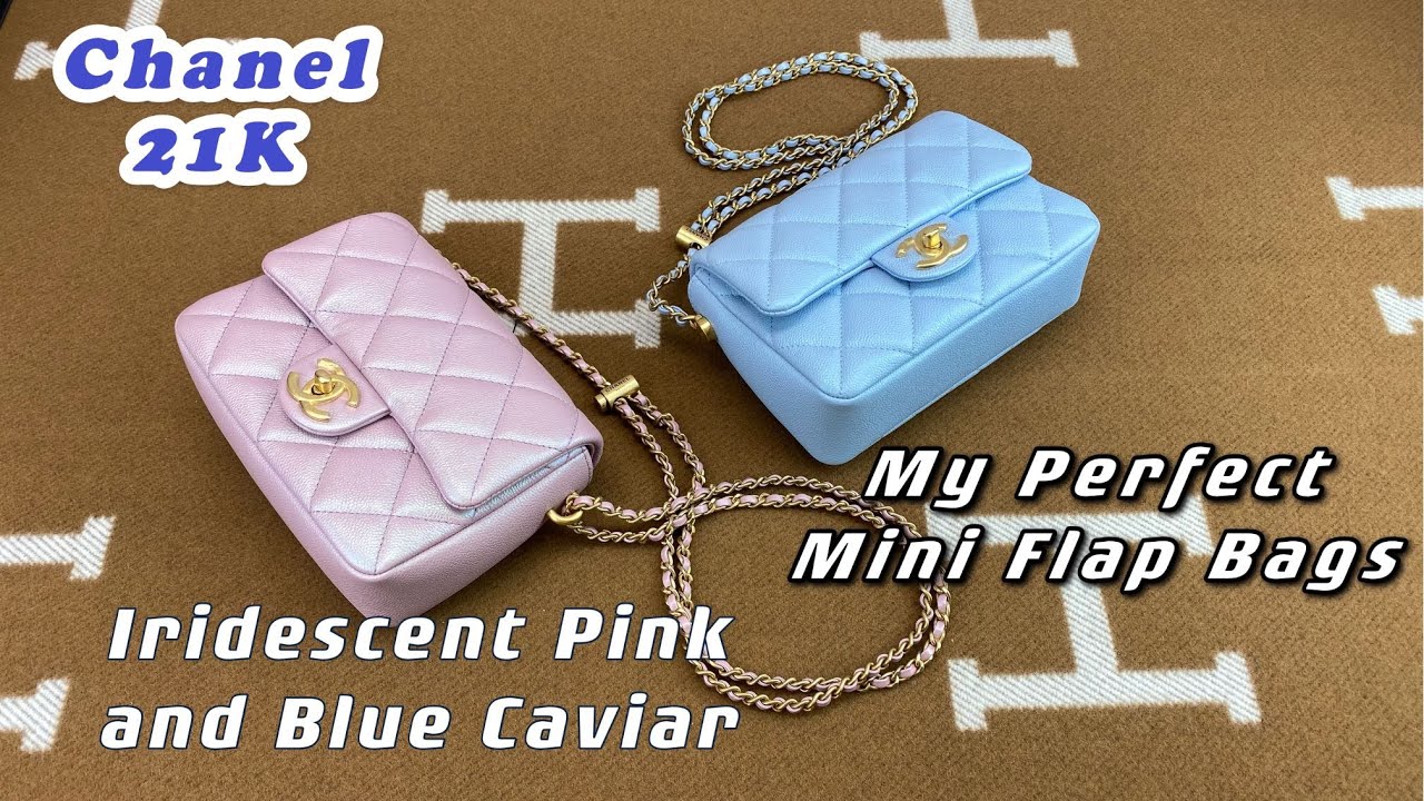 Chanel 21K iridescent Pink and Blue Caviar My Perfect Mini Flap