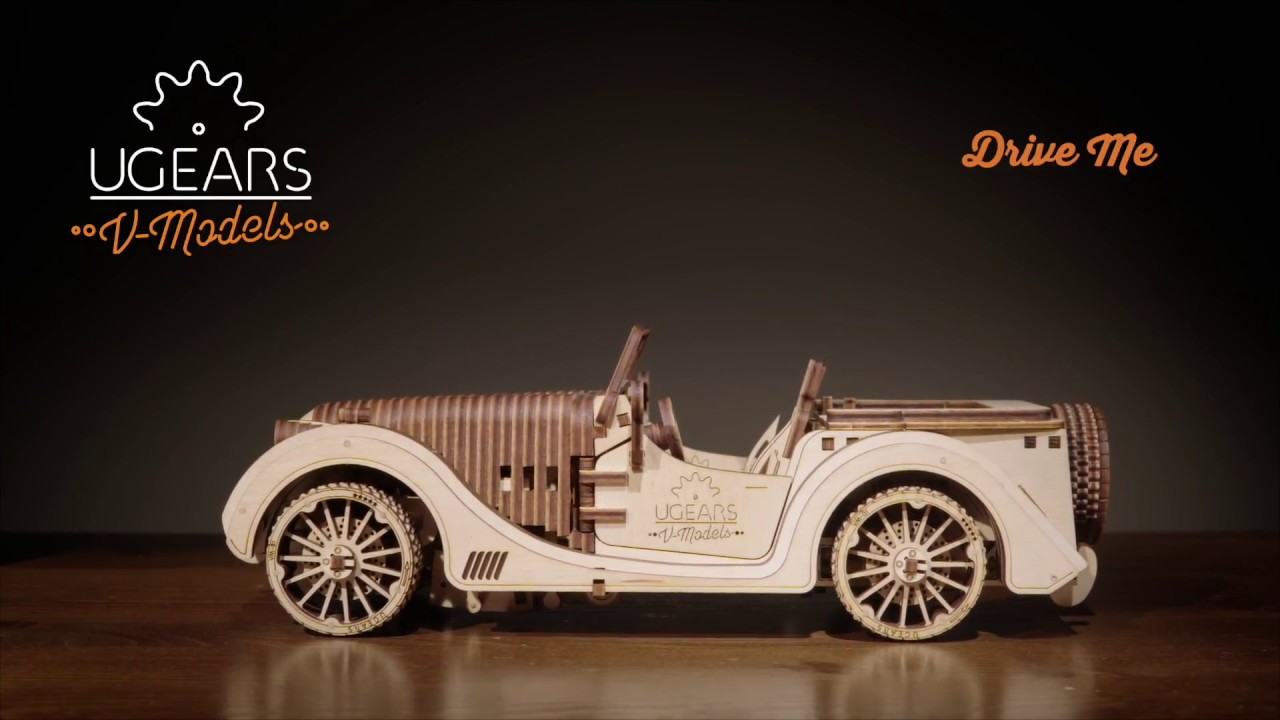 UGEARS VM-01 Roadster-Fahrzeug – Vatertagsgeschenk, 3D-Holzkunst DYI – Lustige Projekte Für Erwachsene Mechanisches 3D-Arbeitsmodell...