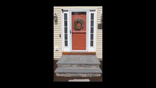 Laying (Blue Mist) Granite Steps | #concrete #masonry #granite #hardscaping