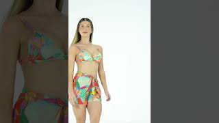 Top Biquini Triângulo    Short Pareô Estampa Solar