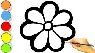 Flower drawing painting,colouring | easy acrylic painting for kids | Art and Learn