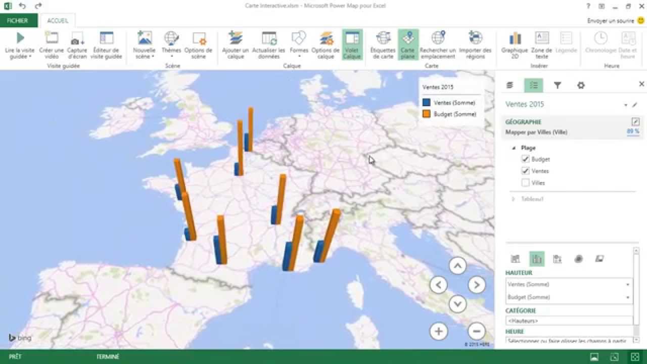 carte géographique interactive Excel 2013 Afficher Vos Donnees Sur Une Carte Interactive Grace A L Outil Powermap Youtube carte géographique interactive