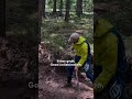 Baptiste Pierron and Camille Balanche try it out the new trail at Pierron Bike Park