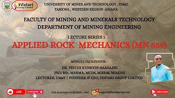 APPLIED ROCK MECHANICS | LECTURE SERIES 1- LESSON 1