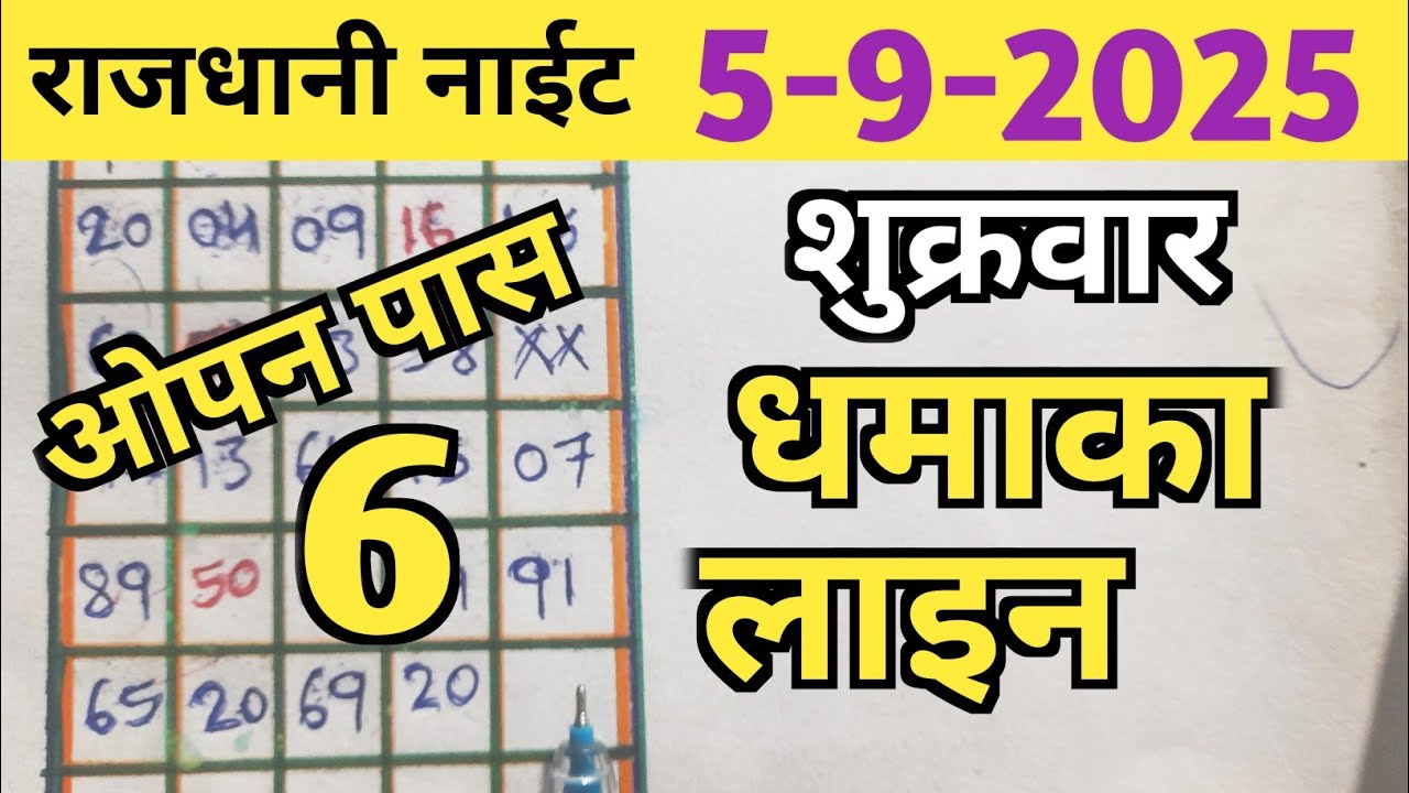 RAJDHANI NIGHT TODAY MATKA TRICK 5/9/2025 शुक्रवार