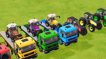 Transporting Double Flatbed Trailer truck vs tractor Traktor Game Farming Simulator 22 Traktory #1