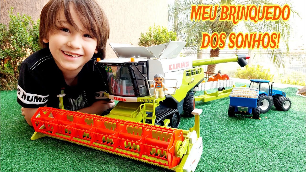 Fazendinha do Felipe Canopf - Chegou a minha Colheitadeira Bruder Class Lexion 780 - Toy Farm