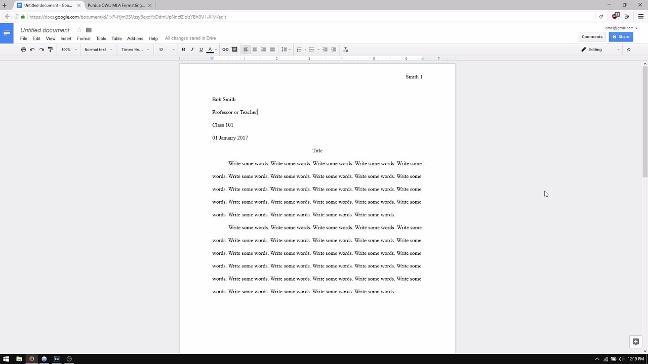 google doc essay template