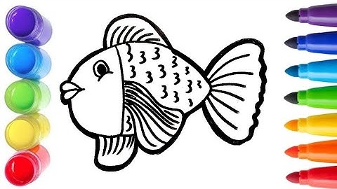 Fish Drawing For Kids | How to draw Fish | Coloring Painting | Kids drawing | Kids Video #fish​