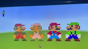 Classic and Modern 8 bit Mario and Luigi in Minecraft
