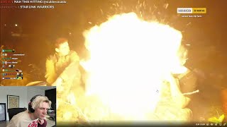 xQc Reacts to Sketch Throwing Lighter in Fire & Causing Massive Explosion
