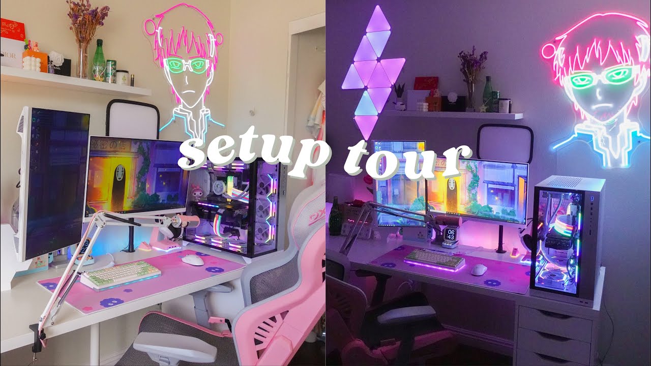 2022 aesthetic pink and white setup tour YouTube