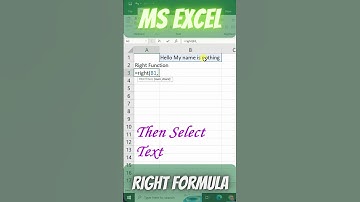 Right Formula in Excel #microsoftexcel #exceltips #exceltutorial #msexcelfullcourse #shorts